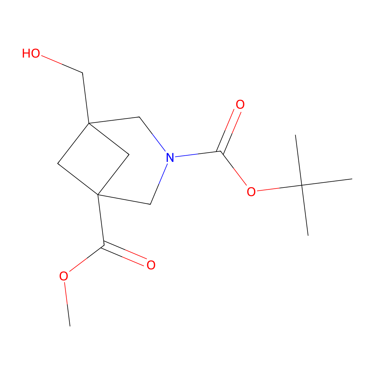 O3-tert-butyl O1-methyl 5-(hydroxymethyl)-3-azabicyclo[3.1.1]heptane-1,3-dicarboxylate molecular structure, CAS 2909538-16-3