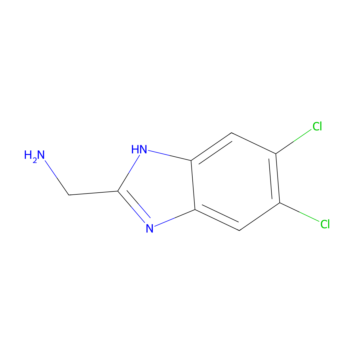 1-(5,6-dichloro-1H-1,3-benzodiazol-2-yl)methanamine molecular structure, CAS 29096-76-2