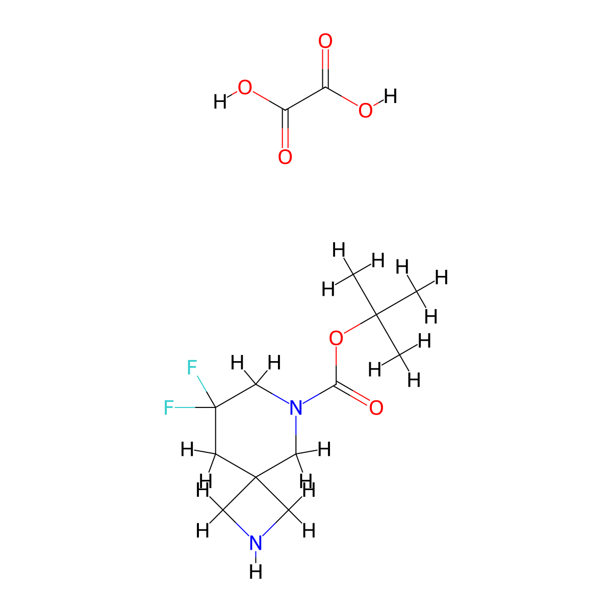 Tert-butyl 8,8-difluoro-2,6-diazaspiro[3.5]nonane-6-carboxylate;oxalic acid molecular structure, CAS 2909815-23-0