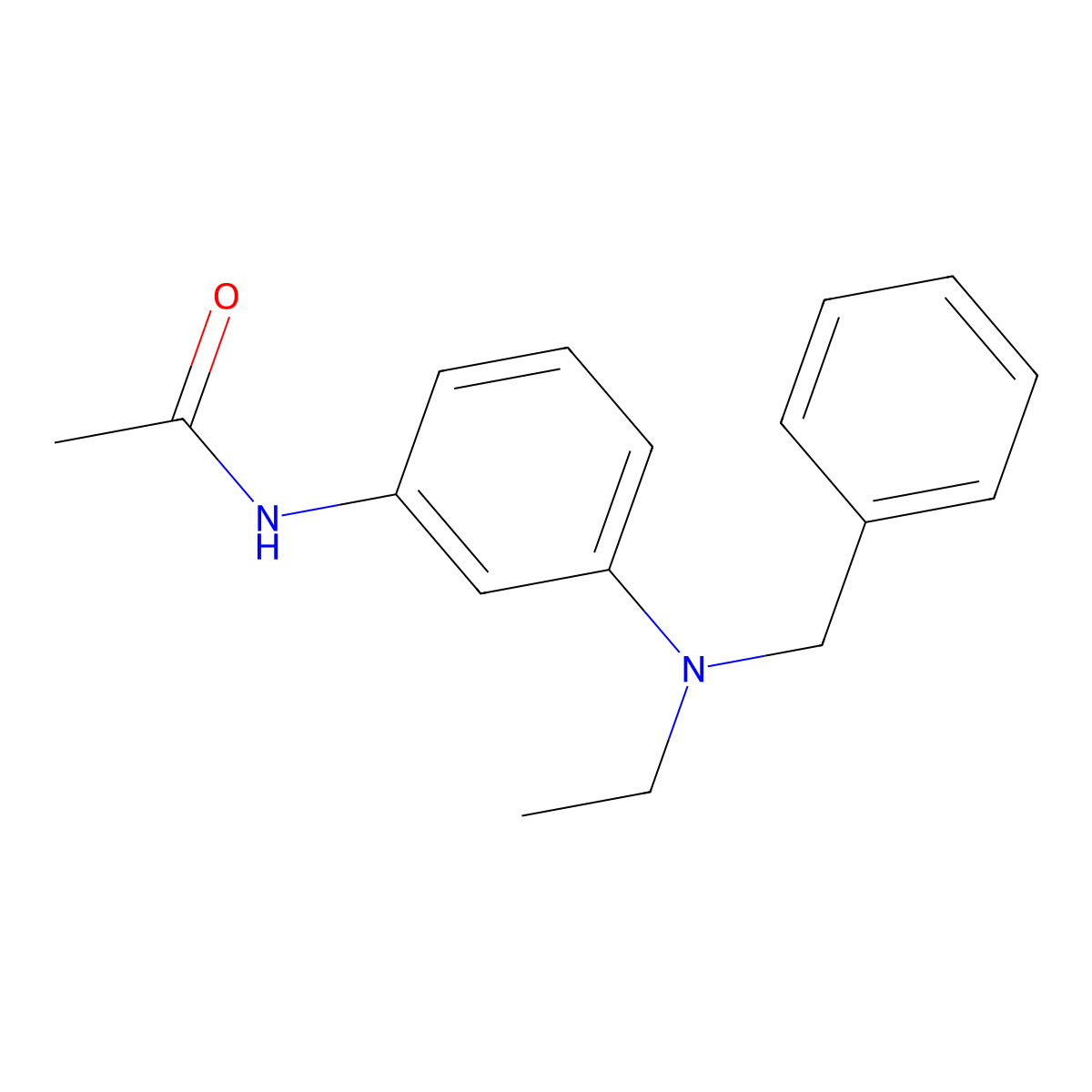 Acetamide, N-[3-[ethyl(phenylmethyl)amino]phenyl]- molecular structure, CAS 29103-58-0