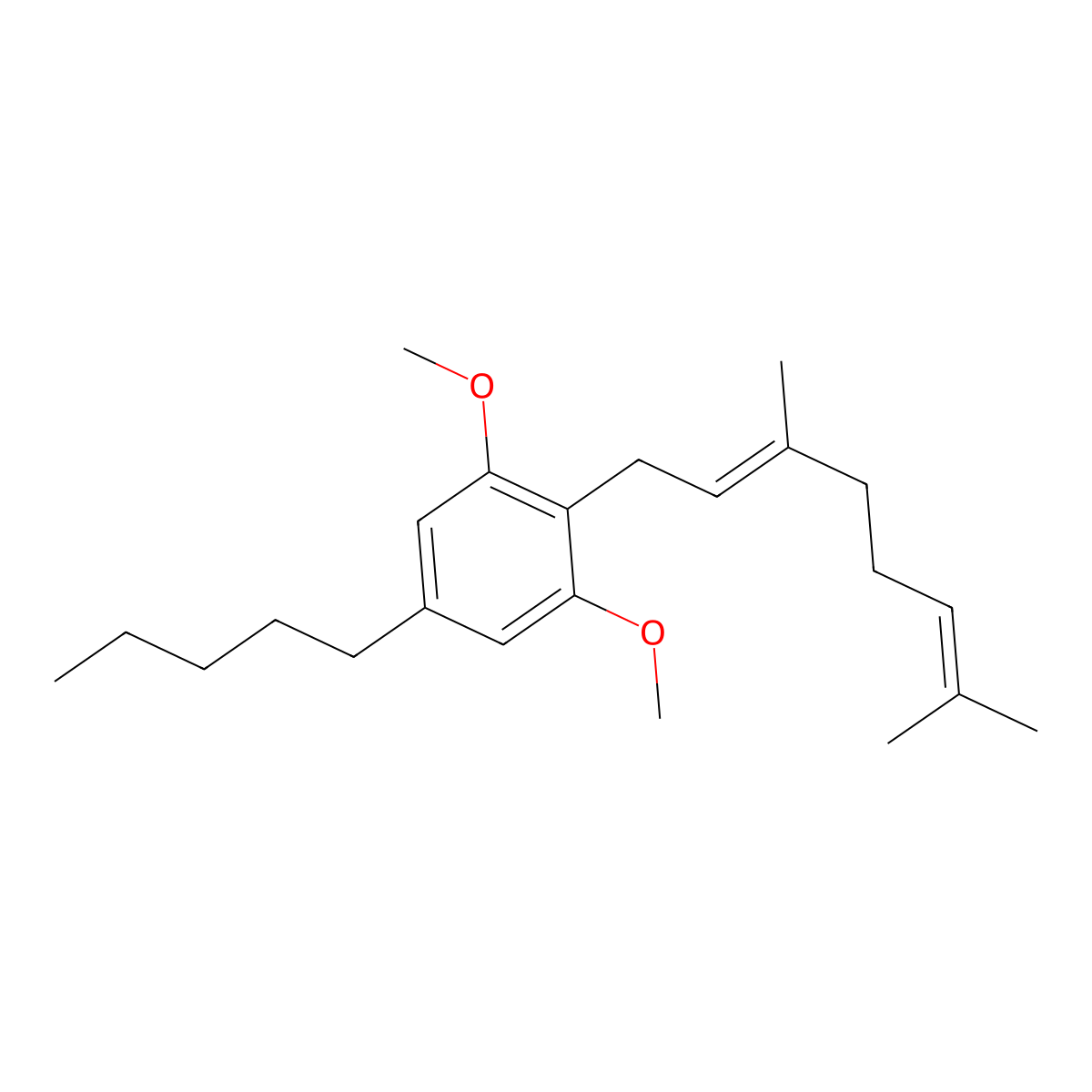 2-((2E)-3,7-Dimethyl-2,6-octadien-1-yl)-1,3-dimethoxy-5-pentylbenzene molecular structure, CAS 29106-16-9