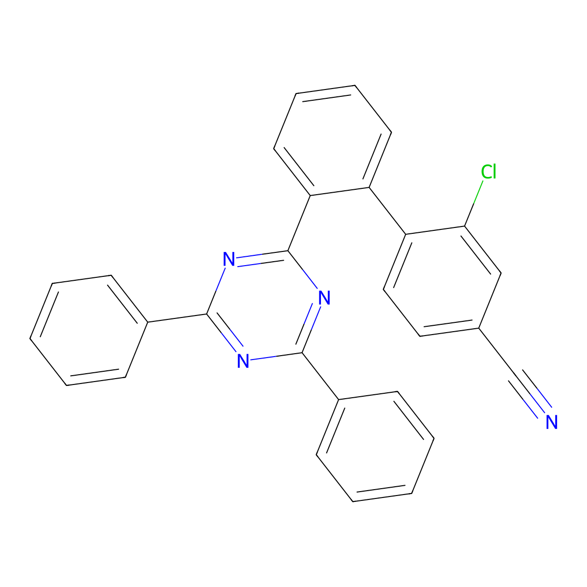2-Chloro-2'-(4,6-diphenyl-1,3,5-triaZin-2-yl)-[1,1'-biphenyl]-4-carbonitrile molecular structure, CAS 2910868-08-3