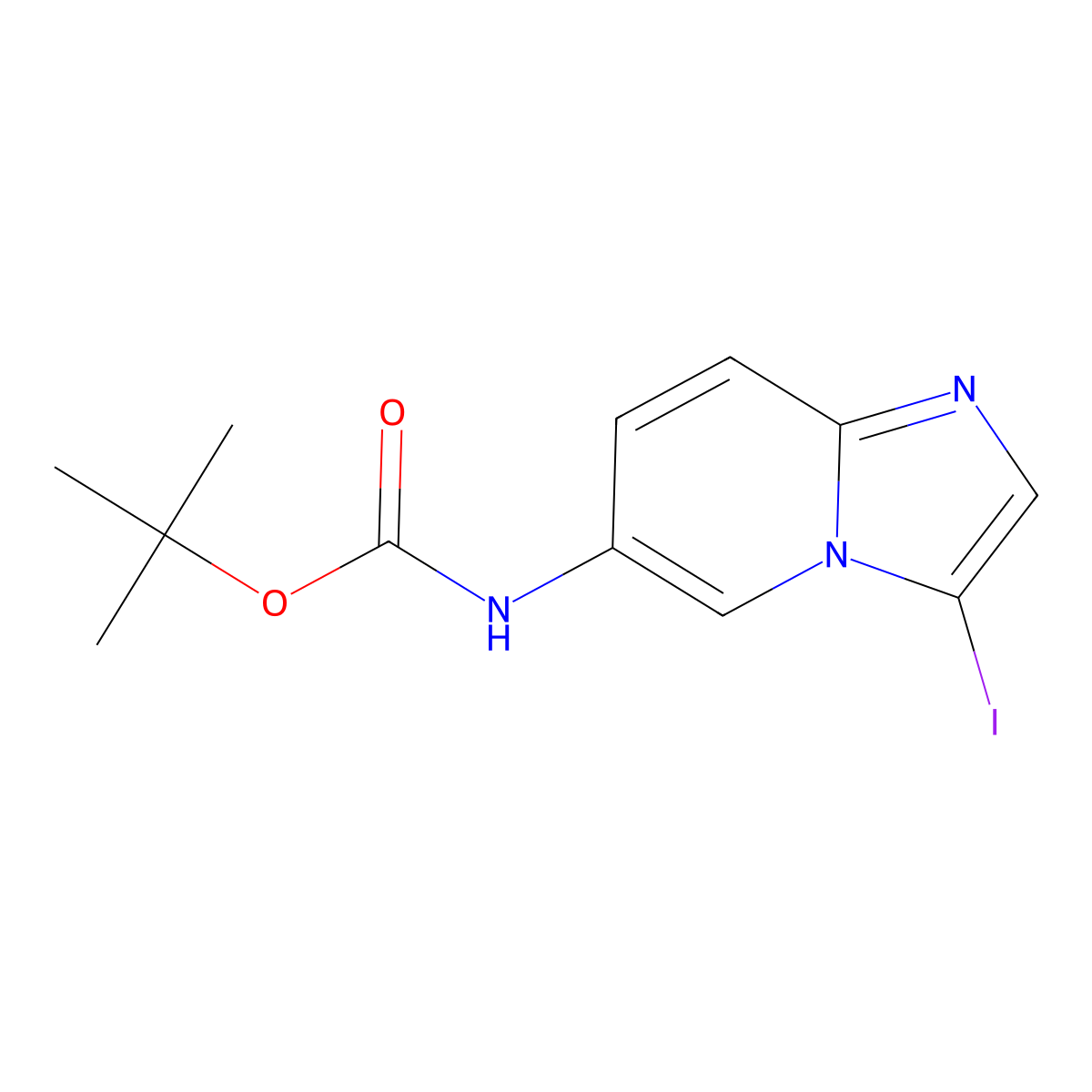 tert-butyl N-(3-iodoimidazo[1,2-a]pyridin-6-yl)carbamate molecular structure, CAS 2910925-97-0