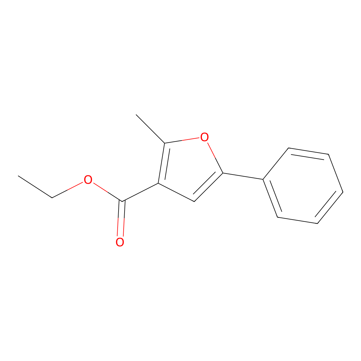 2-Methyl-5-phenyl-furan-3-carboxylic acid ethyl ester molecular structure, CAS 29113-64-2