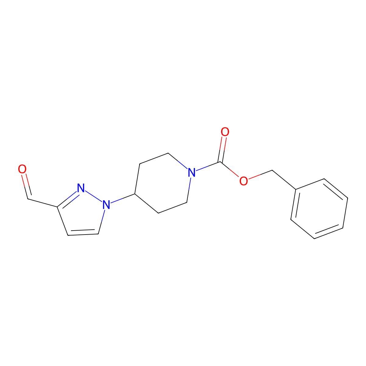 benzyl 4-(3-formyl-1H-pyrazol-1-yl)piperidine-1-carboxylate molecular structure, CAS 2911613-36-8