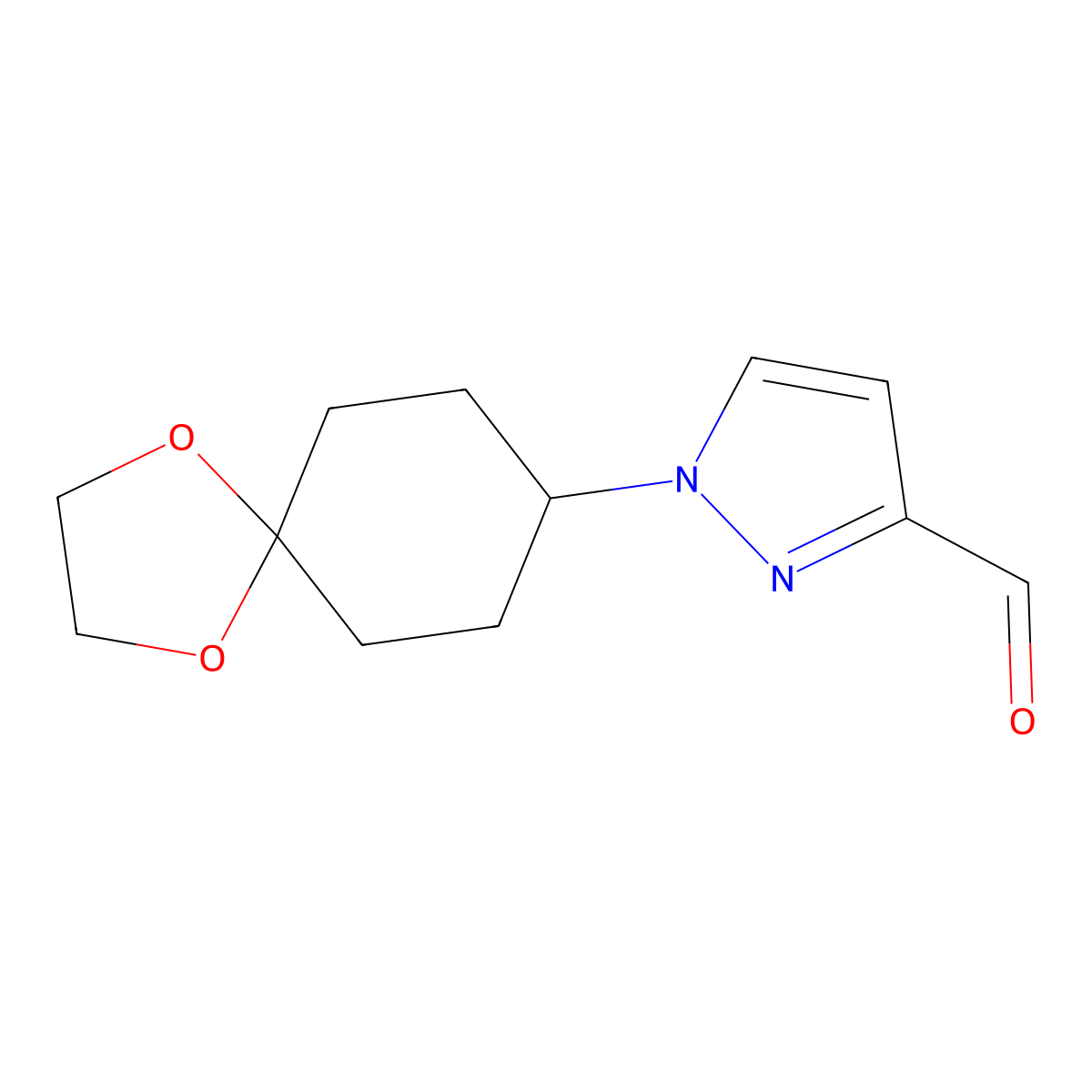 1-(1,4-dioxaspiro[4.5]decan-8-yl)-1H-pyrazole-3-carbaldehyde molecular structure, CAS 2911614-97-4