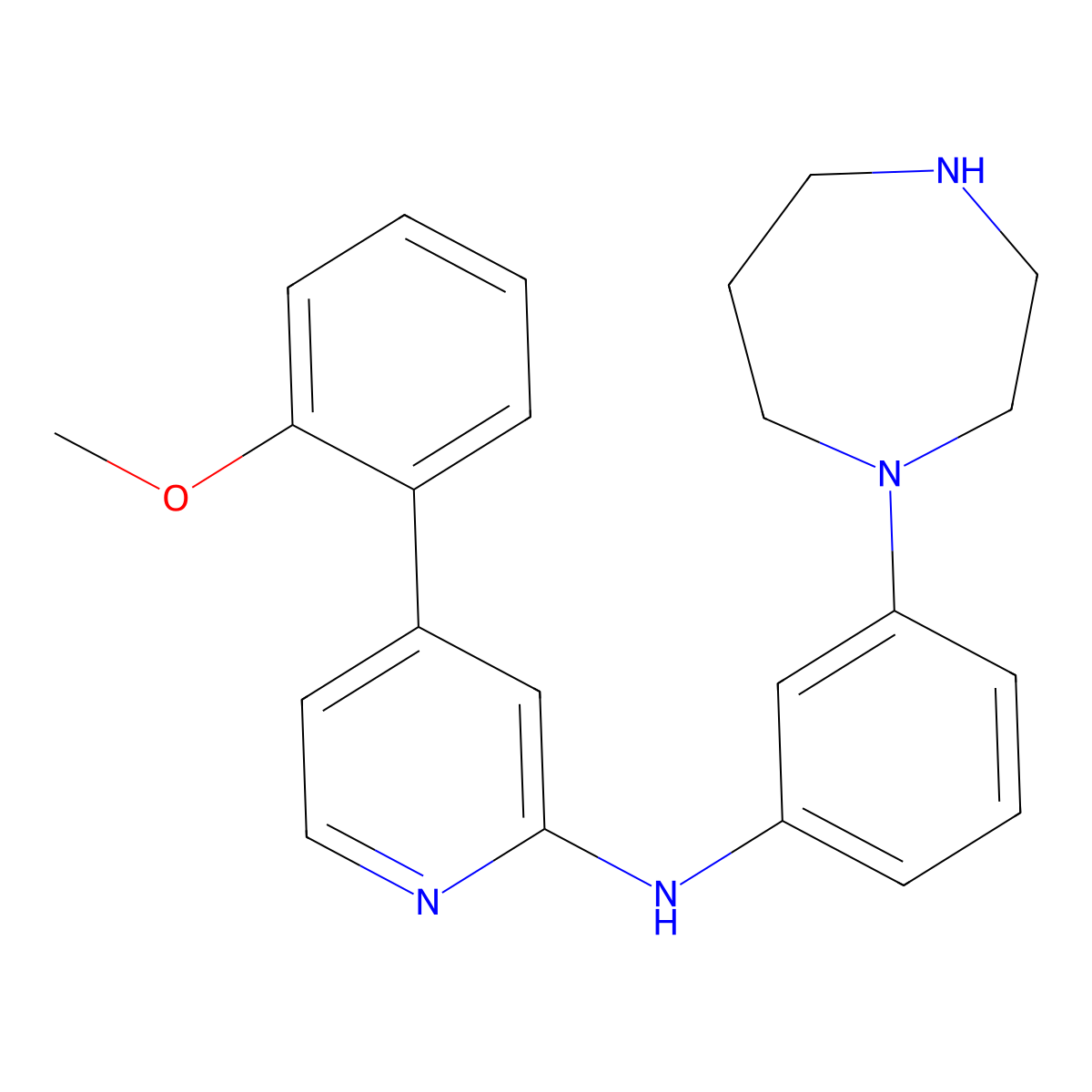 N-[3-(1,4-diazepan-1-yl)phenyl]-4-(2-methoxyphenyl)pyridin-2-amine molecular structure, CAS 2911646-14-3