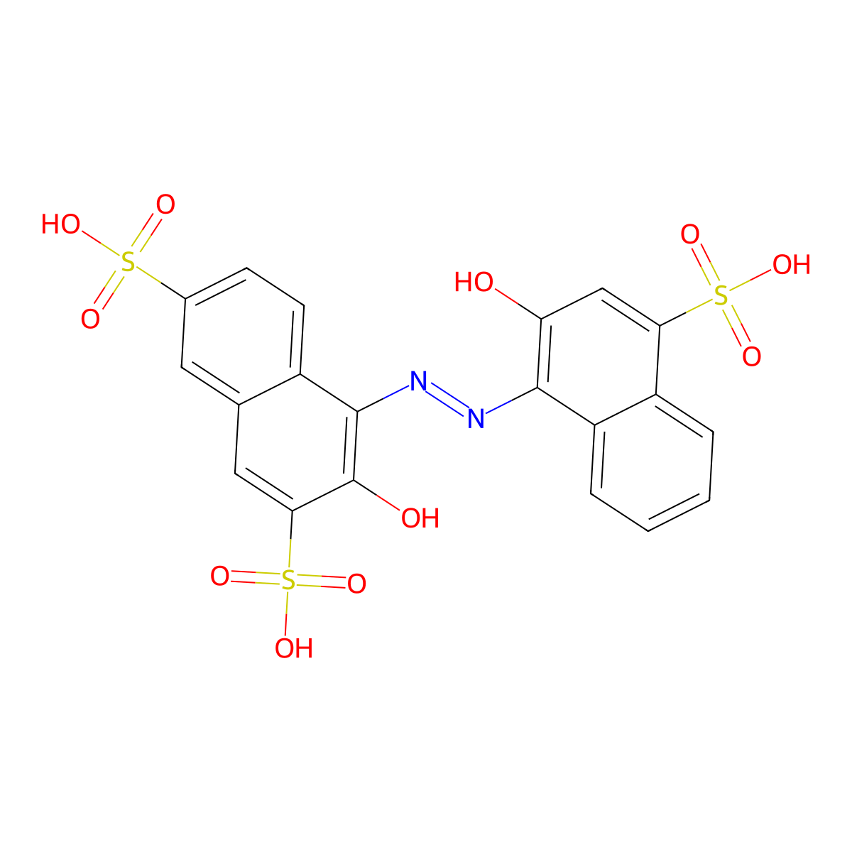 2,7-Naphthalenedisulfonic acid, 3-hydroxy-4-[2-(2-hydroxy-4-sulfo-1-naphthalenyl)diazenyl]- molecular structure, CAS 29120-26-1
