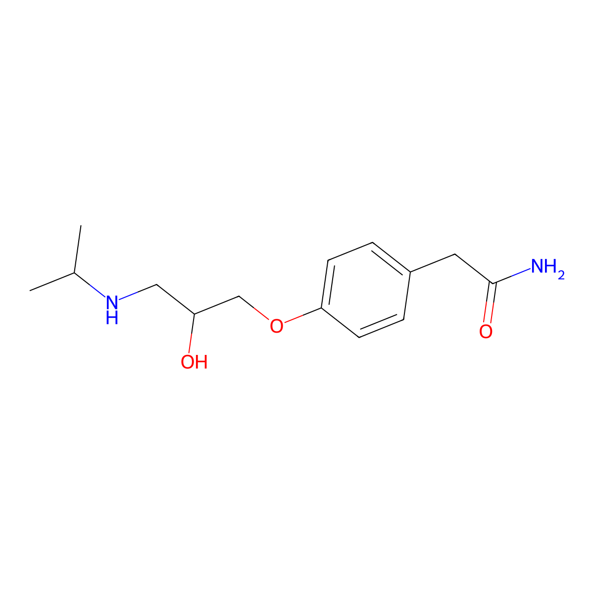 Atenolol molecular structure, CAS 29122-68-7
