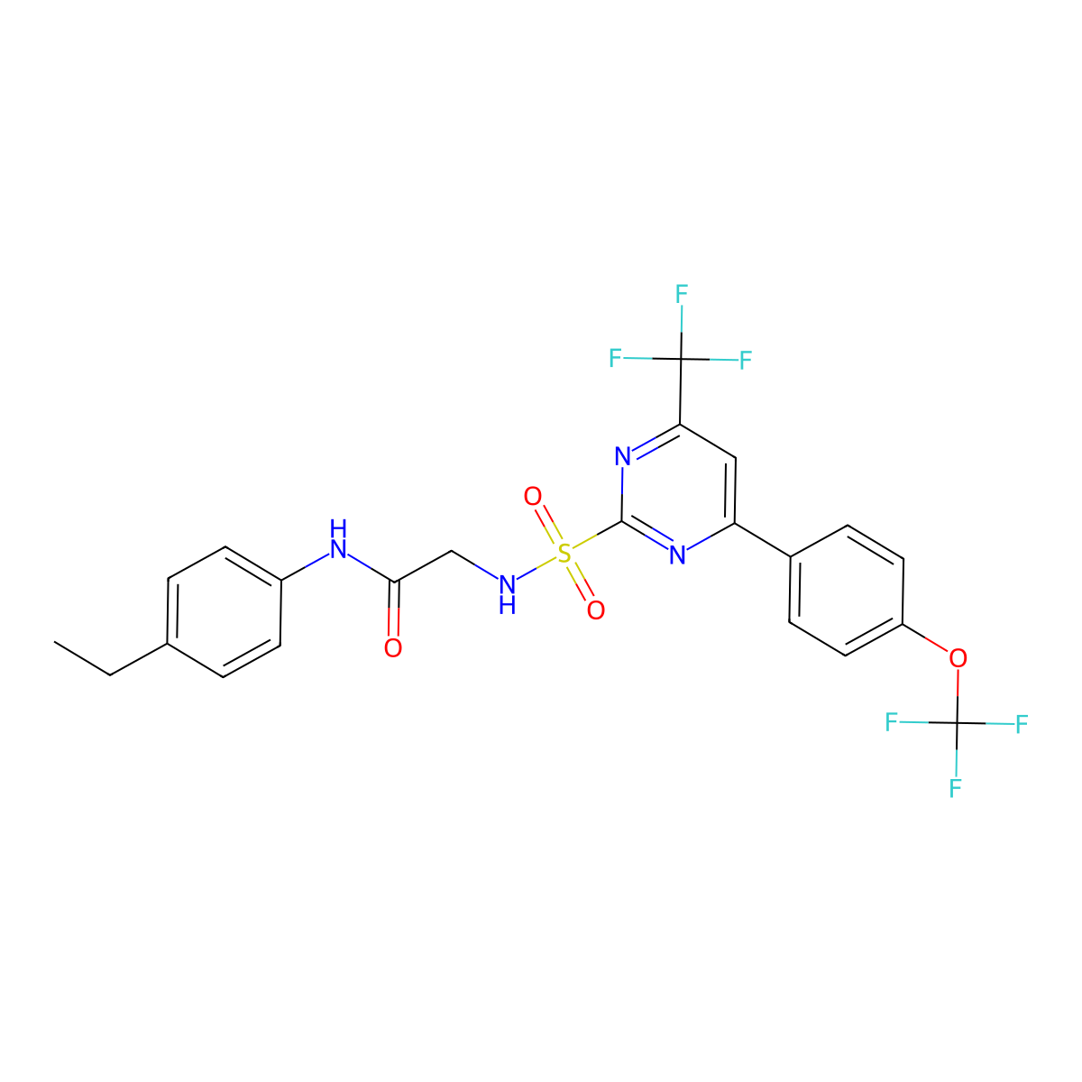 N-(4-ethylphenyl)-2-[[4-[4-(trifluoromethoxy)phenyl]-6-(trifluoromethyl)pyrimidin-2-yl]sulfonylamino]acetamide molecular structure, CAS 2912294-90-5