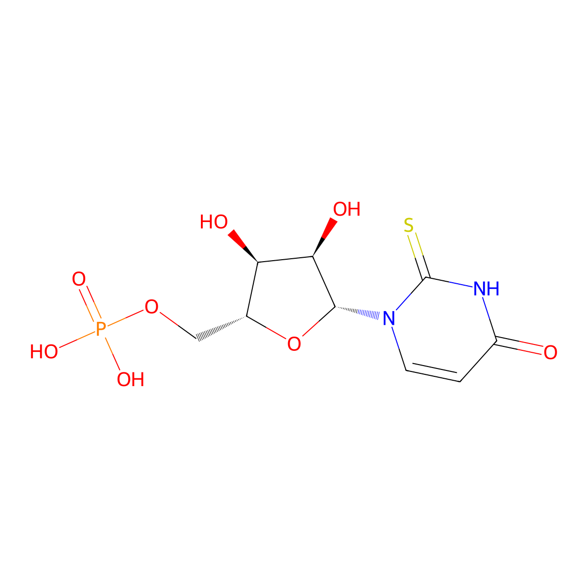 1-(beta-D-Ribofuranosyl)-2-thio-uracil-5'-phosphate molecular structure, CAS 29123-25-9