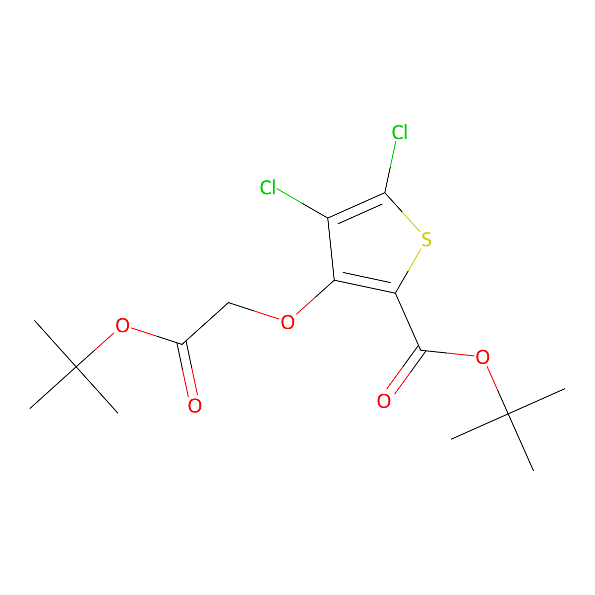 Tert-butyl 3-(2-(tert-butoxy)-2-oxoethoxy)-4,5-dichlorothiophene-2-carboxylate molecular structure, CAS 2912300-61-7