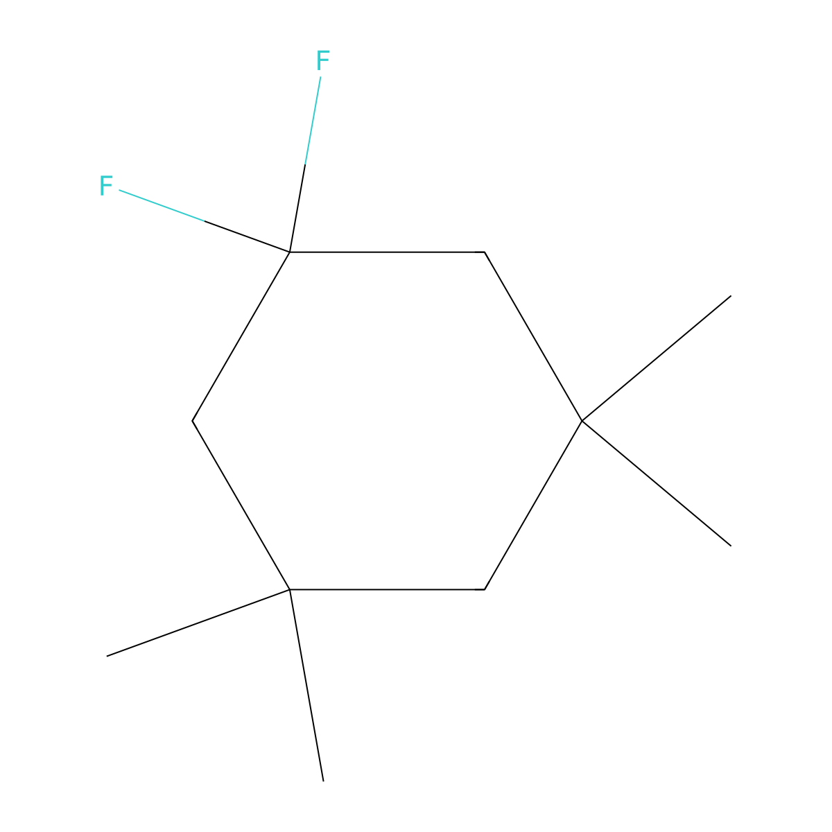 1,1-Difluoro-3,3,5,5-tetramethylcyclohexane molecular structure, CAS 29124-41-2