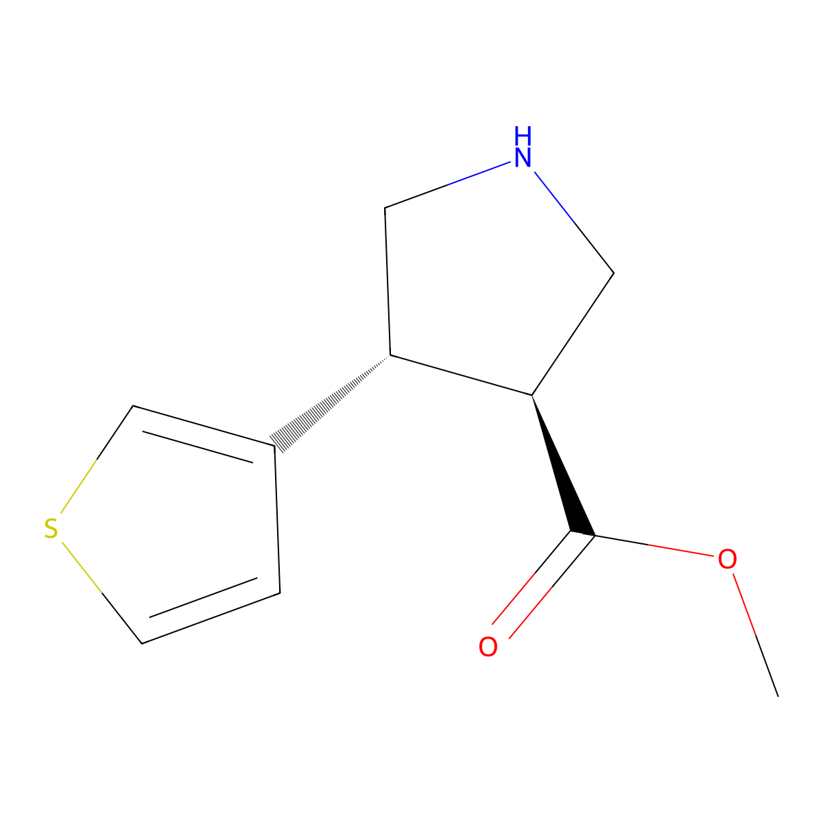rac-methyl (3R,4S)-4-(thiophen-3-yl)pyrrolidine-3-carboxylate molecular structure, CAS 291289-15-1