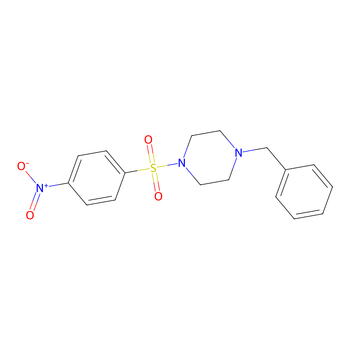 1-Benzyl-4-[(4-nitrophenyl)sulfonyl]piperazine molecular structure, CAS 291291-89-9