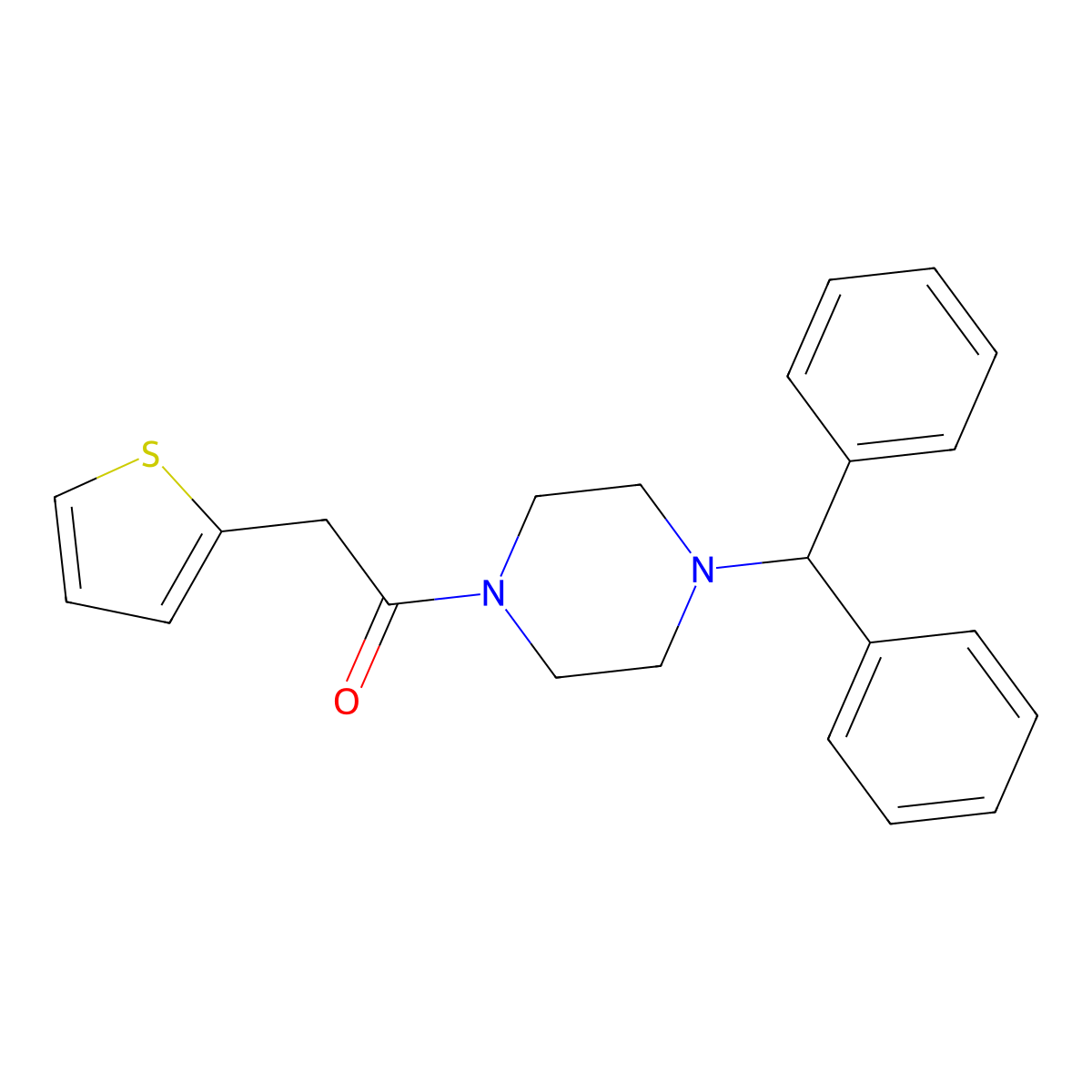 1-(4-(Diphenylmethyl)piperazinyl)-2-(2-thienyl)ethan-1-one molecular structure, CAS 291291-92-4