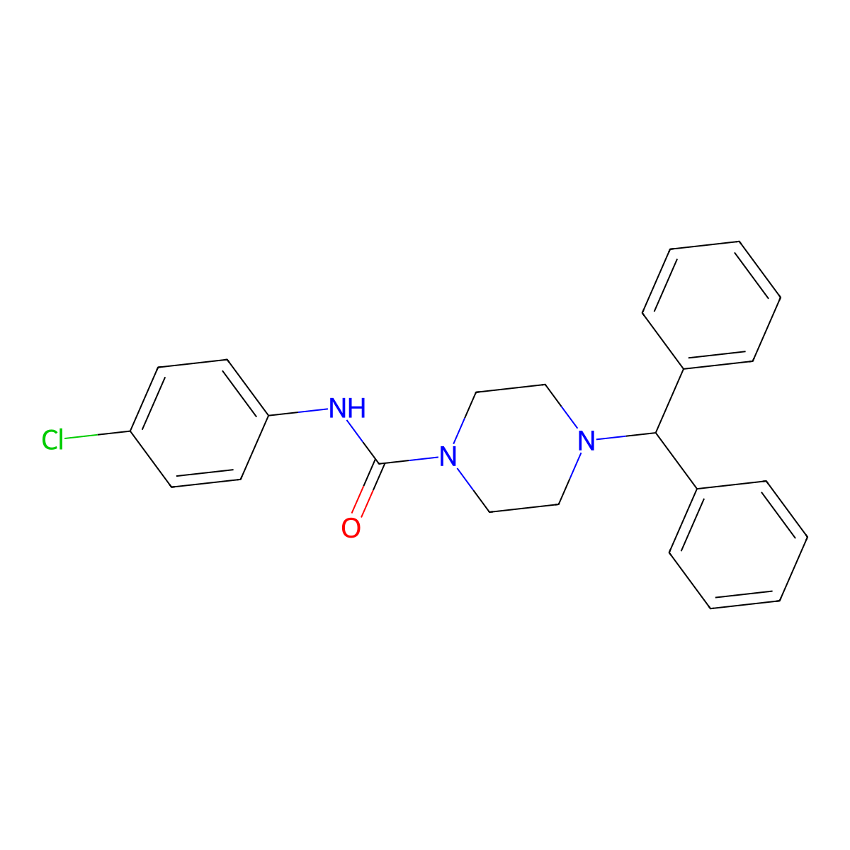 4-benzhydryl-N-(4-chlorophenyl)piperazine-1-carboxamide molecular structure, CAS 291291-94-6