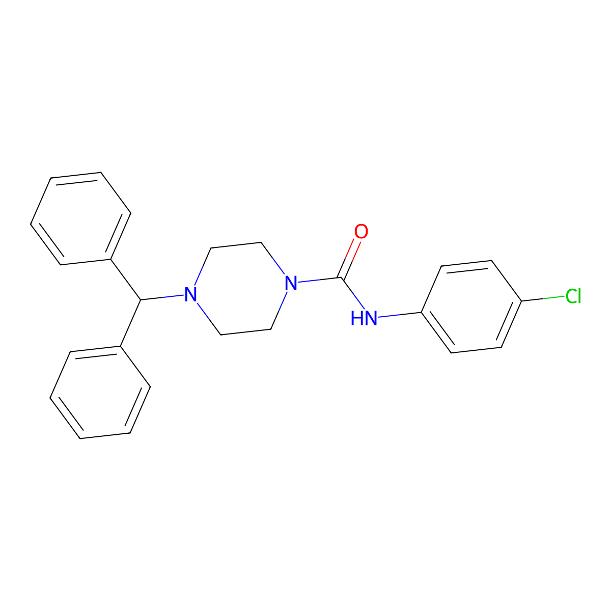 4-benzhydryl-N-(4-chlorophenyl)piperazine-1-carboxamide molecular structure, CAS 291291-94-6