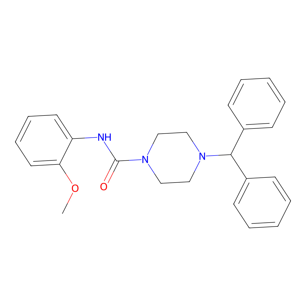 4-benzhydryl-N-(2-methoxyphenyl)piperazine-1-carboxamide molecular structure, CAS 291291-95-7