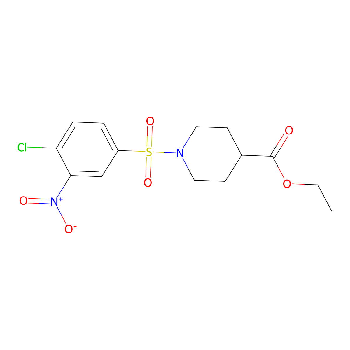 Ethyl 1-(4-chloro-3-nitrobenzenesulfonyl)piperidine-4-carboxylate molecular structure, CAS 291292-03-0