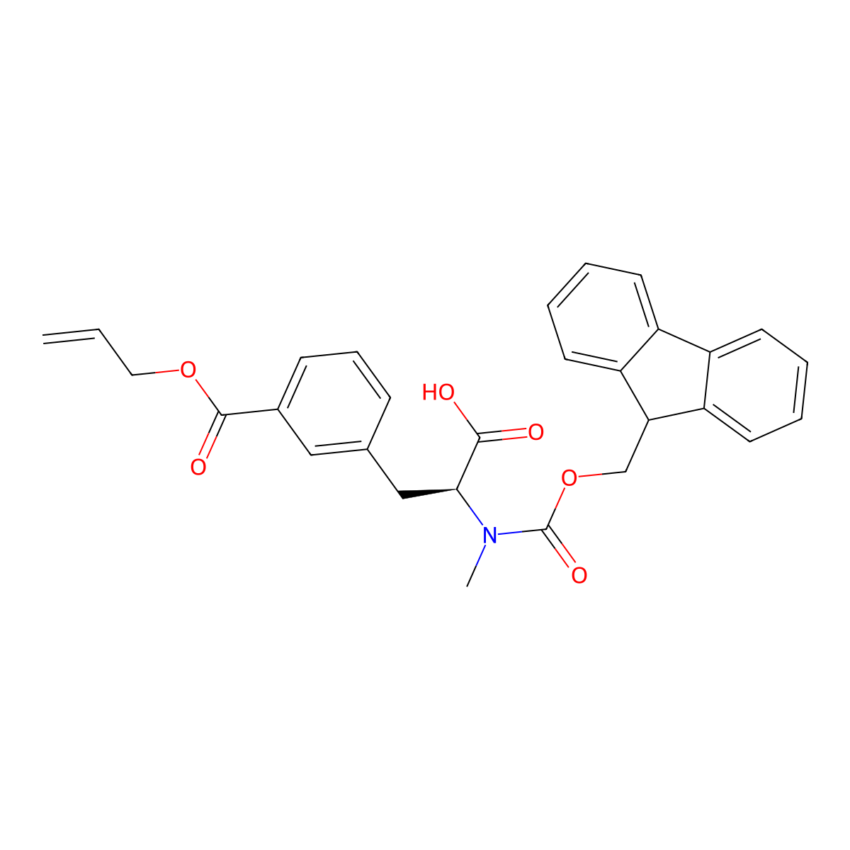 (S)-2-((((9H-fluoren-9-yl)methoxy)carbonyl)(methyl)amino)-3-(3-((allyloxy)carbonyl)phenyl)propanoic acid molecular structure, CAS 2913141-54-3
