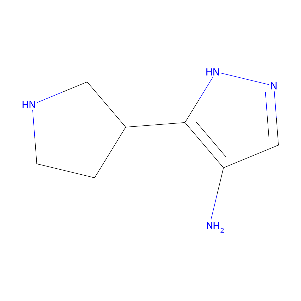 5-(pyrrolidin-3-yl)-1H-pyrazol-4-amine molecular structure, CAS 2913142-14-8