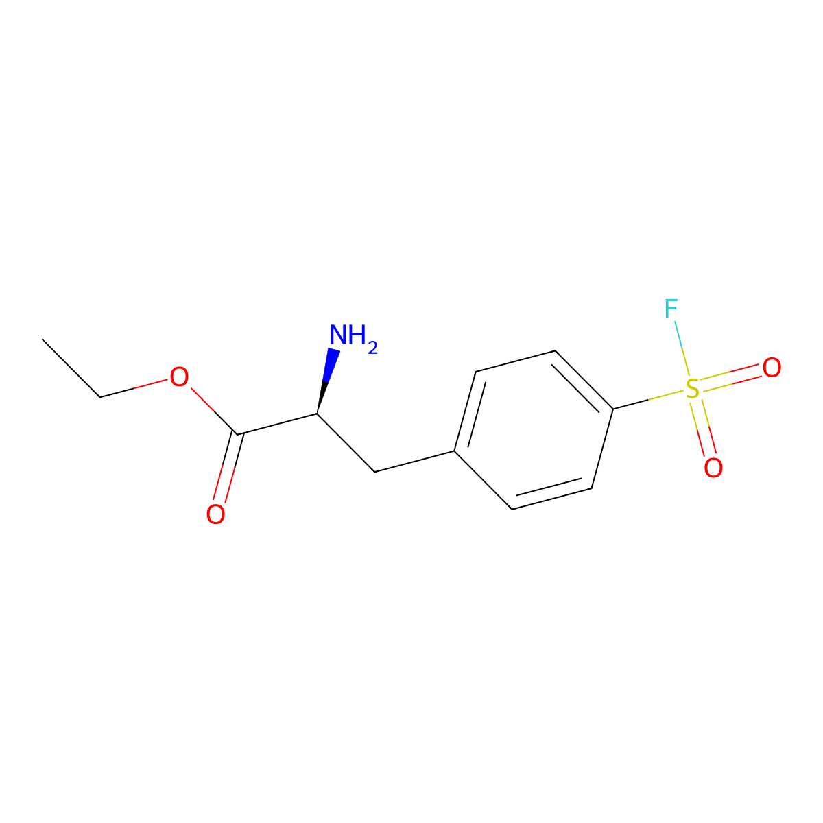 ethyl (2S)-2-amino-3-[4-(fluorosulfonyl)phenyl]propanoate molecular structure, CAS 2913158-23-1