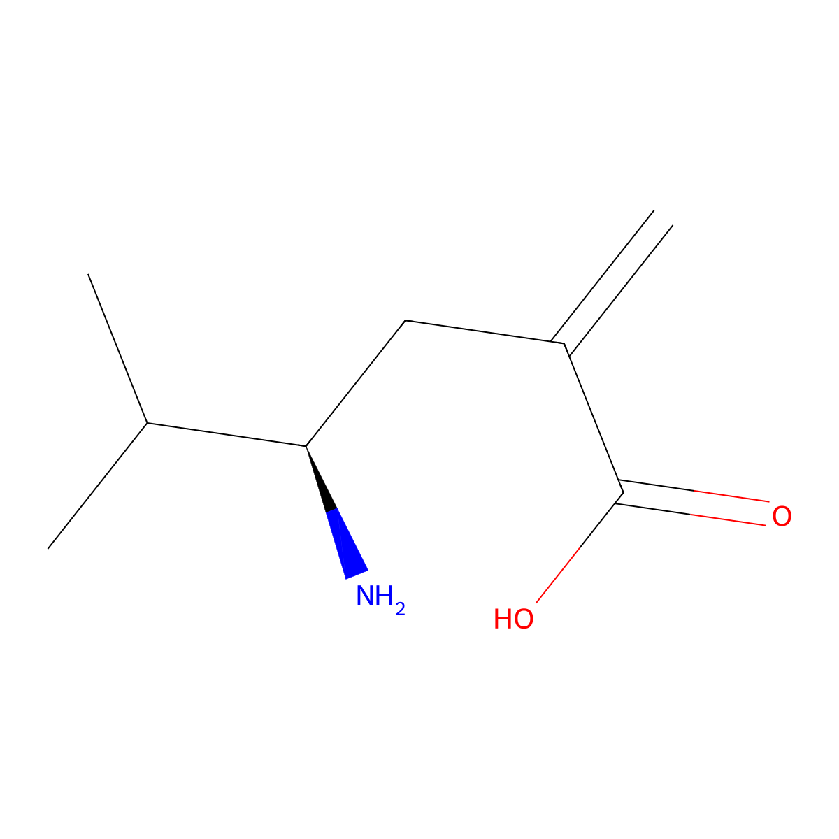 (4R)-4-amino-5-methyl-2-methylidenehexanoic acid molecular structure, CAS 2913158-28-6