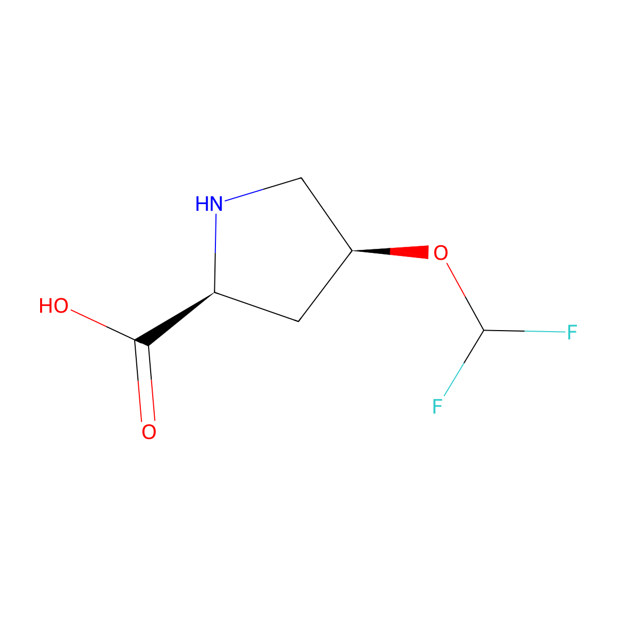 (2S,4S)-4-(difluoromethoxy)pyrrolidine-2-carboxylic acid molecular structure, CAS 2913158-40-2