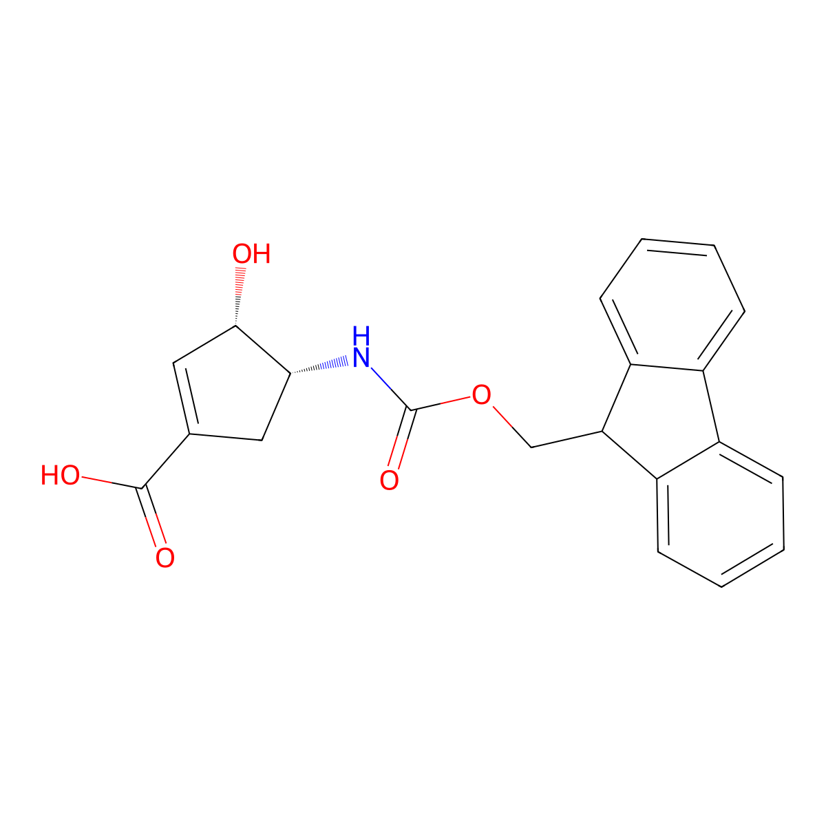 (3S,4R)-4-({[(9H-fluoren-9-yl)methoxy]carbonyl}amino)-3-hydroxycyclopent-1-ene-1-carboxylic acid molecular structure, CAS 2913158-53-7