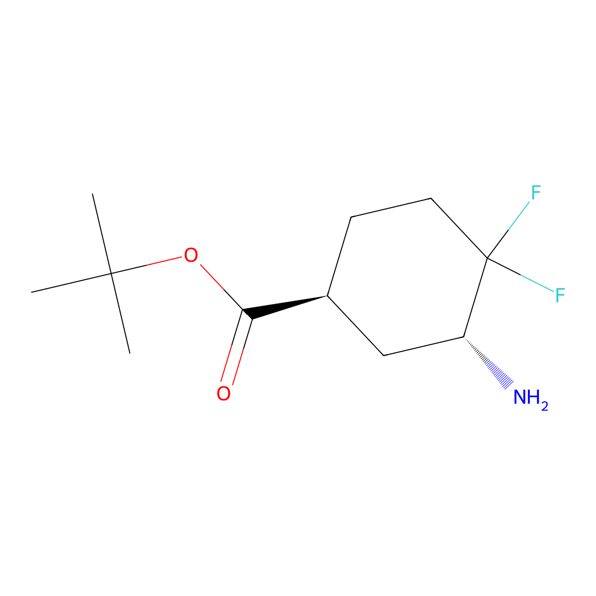 tert-butyl (1S,3R)-3-amino-4,4-difluorocyclohexane-1-carboxylate molecular structure, CAS 2913158-58-2
