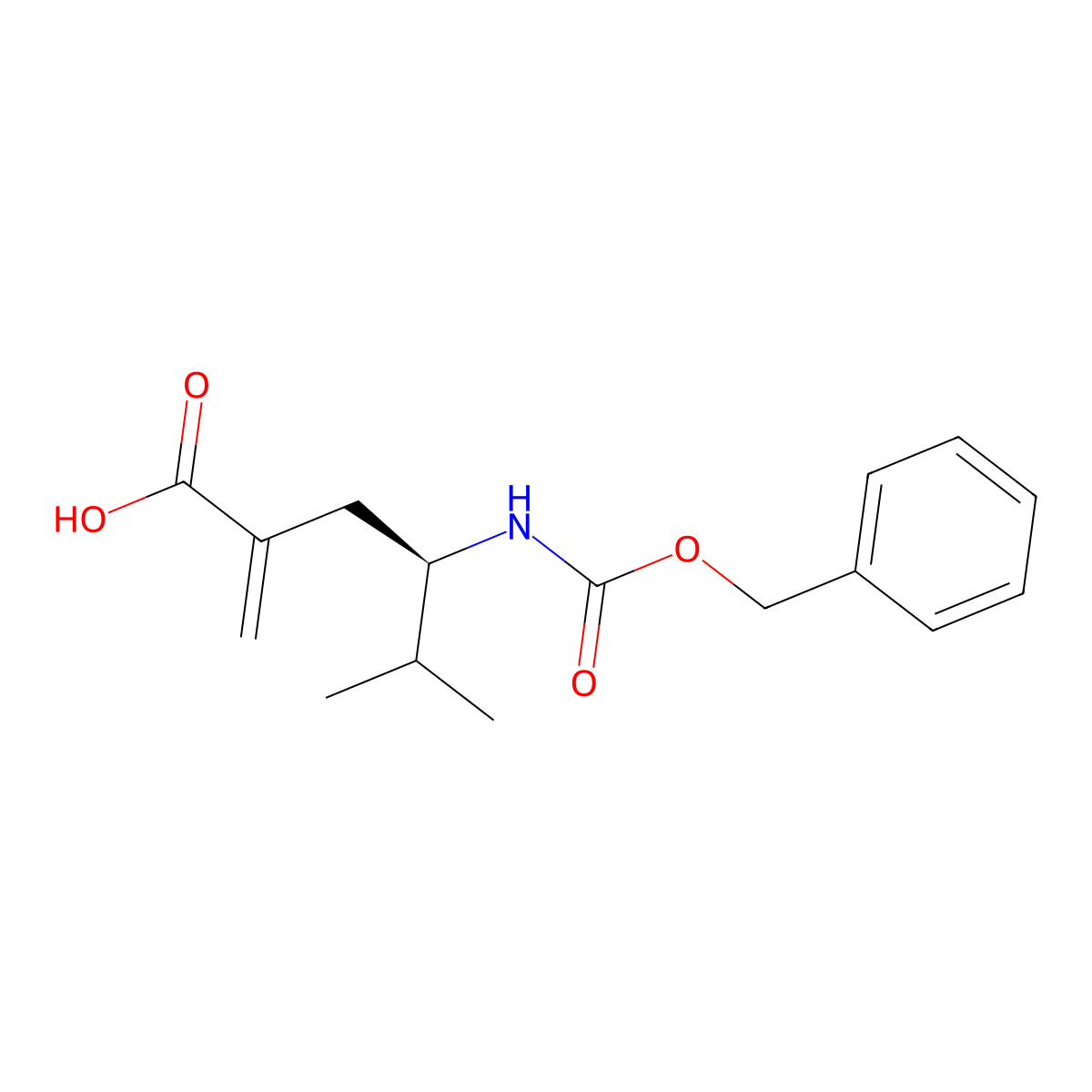(4R)-4-{[(benzyloxy)carbonyl]amino}-5-methyl-2-methylidenehexanoic acid molecular structure, CAS 2913158-79-7