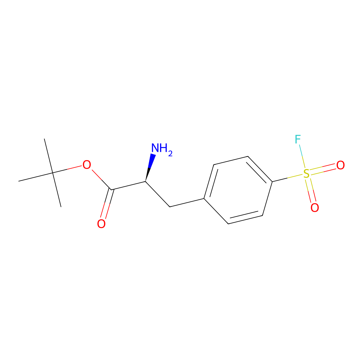 tert-butyl (2S)-2-amino-3-[4-(fluorosulfonyl)phenyl]propanoate molecular structure, CAS 2913158-96-8