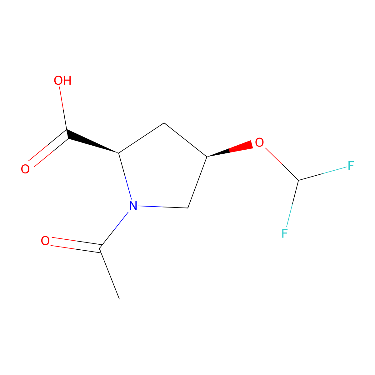 (2R,4R)-1-acetyl-4-(difluoromethoxy)pyrrolidine-2-carboxylic acid molecular structure, CAS 2913159-01-8