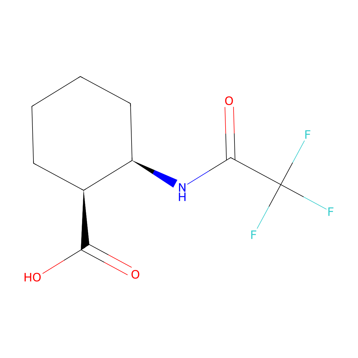 (1S,2R)-2-(trifluoroacetamido)cyclohexane-1-carboxylic acid molecular structure, CAS 2913159-02-9