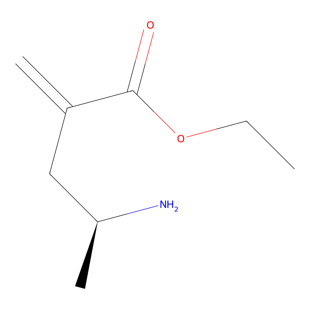 ethyl (4S)-4-amino-2-methylidenepentanoate molecular structure, CAS 2913159-07-4