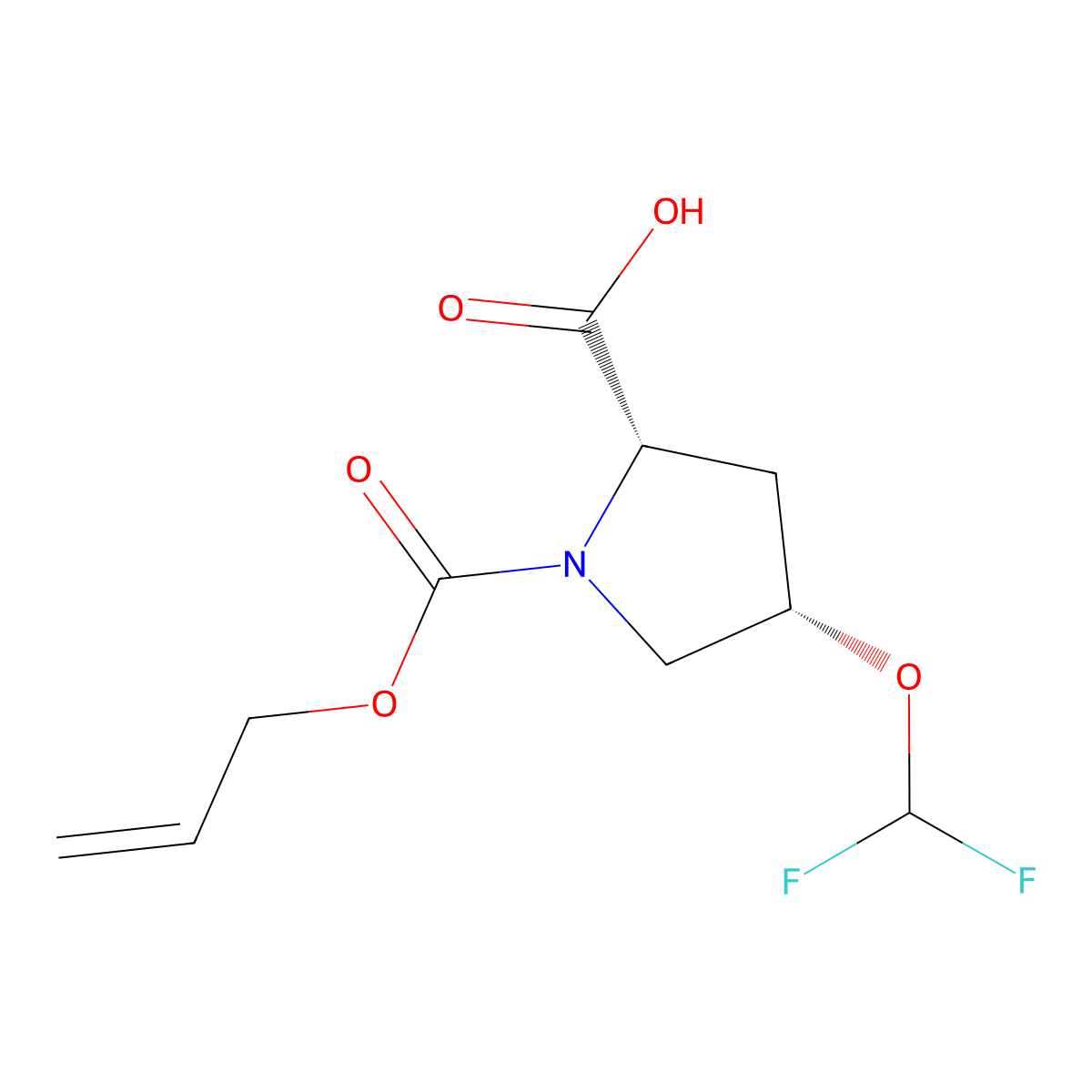 (2S,4S)-4-(difluoromethoxy)-1-[(prop-2-en-1-yloxy)carbonyl]pyrrolidine-2-carboxylic acid molecular structure, CAS 2913159-88-1