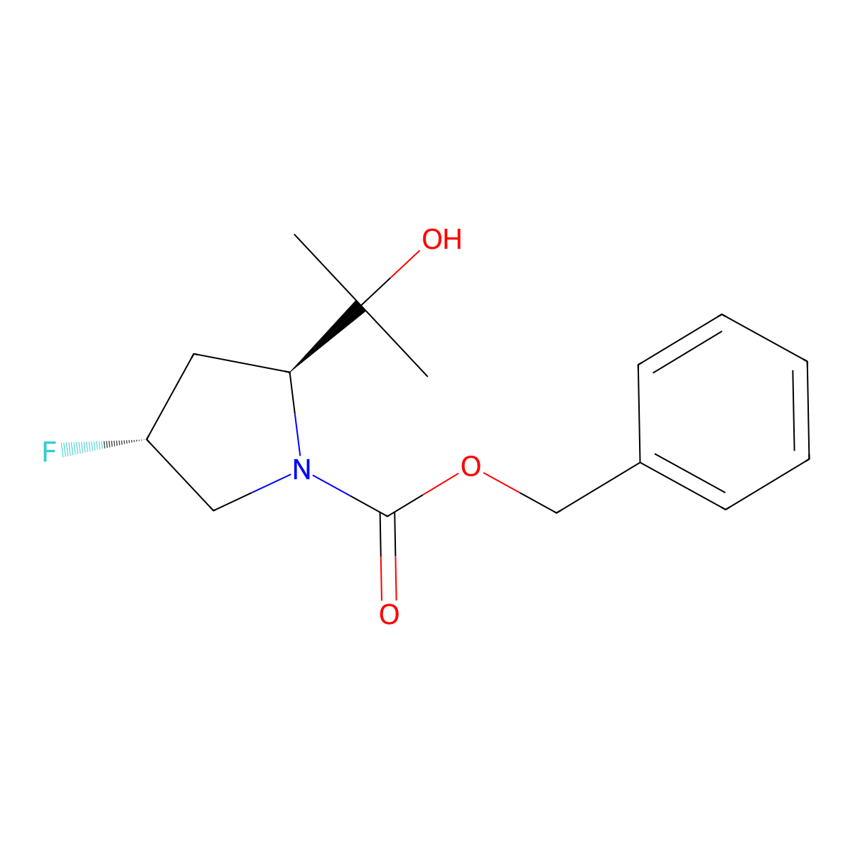 benzyl (2S,4R)-4-fluoro-2-(2-hydroxypropan-2-yl)pyrrolidine-1-carboxylate molecular structure, CAS 2913160-07-1