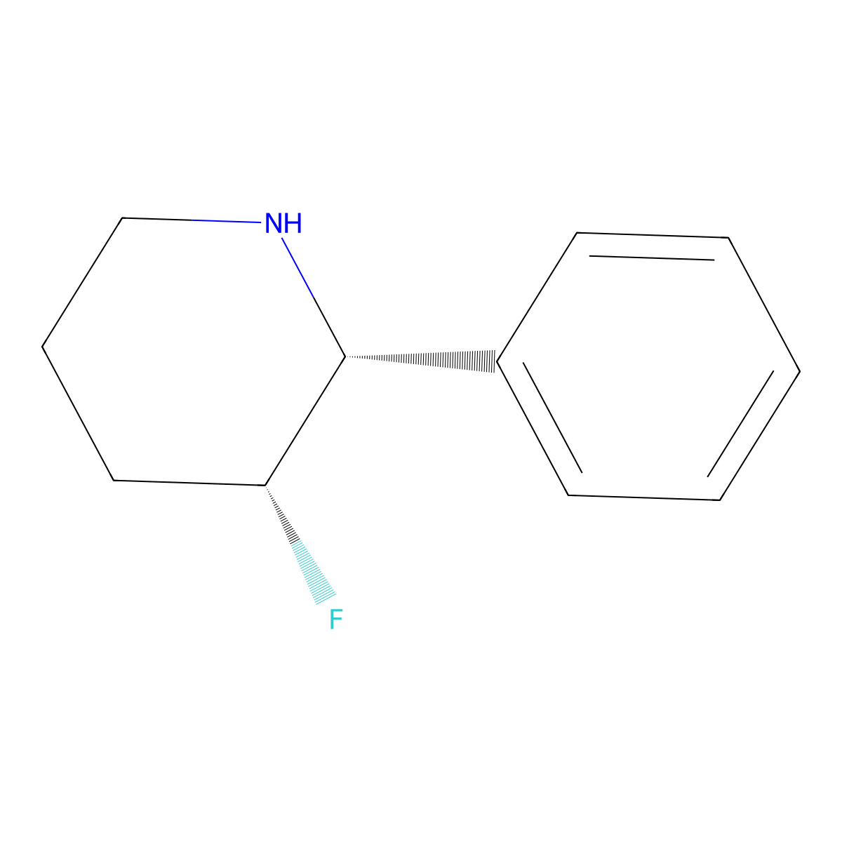(2R,3R)-3-fluoro-2-phenylpiperidine molecular structure, CAS 2913160-15-1
