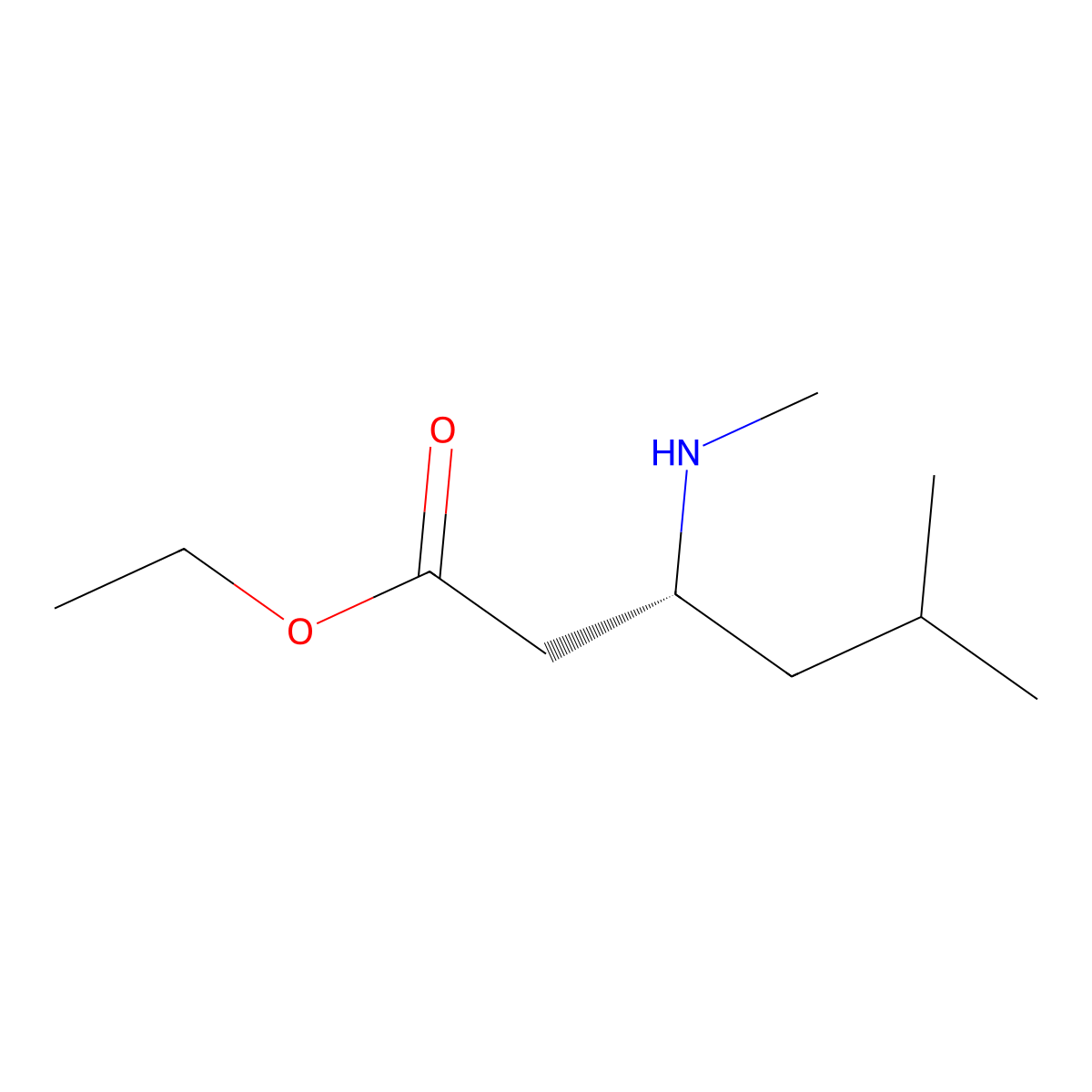 ethyl (3R)-5-methyl-3-(methylamino)hexanoate molecular structure, CAS 2913160-30-0