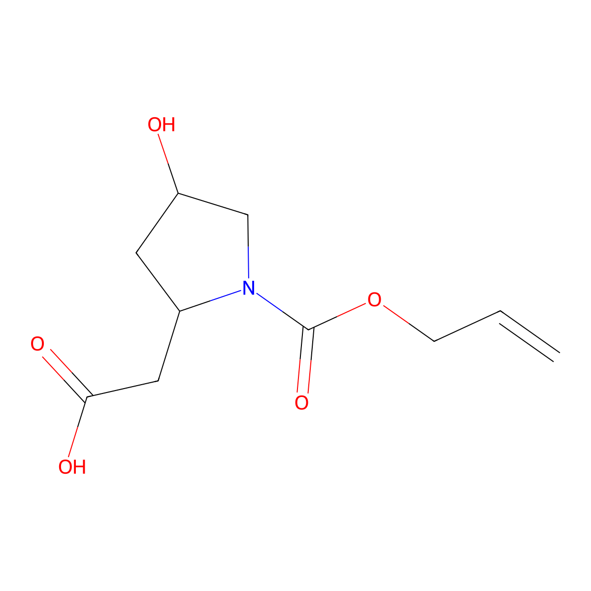 2-[(2S,4R)-4-hydroxy-1-[(prop-2-en-1-yloxy)carbonyl]pyrrolidin-2-yl]acetic acid molecular structure, CAS 2913160-45-7
