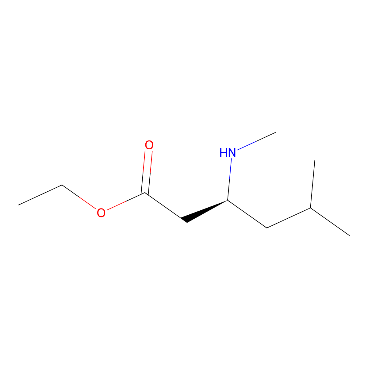ethyl (3S)-5-methyl-3-(methylamino)hexanoate molecular structure, CAS 2913160-58-2