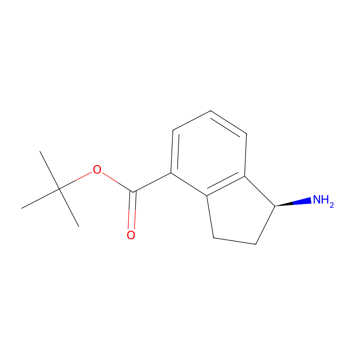 tert-butyl (1S)-1-amino-2,3-dihydro-1H-indene-4-carboxylate molecular structure, CAS 2913160-61-7