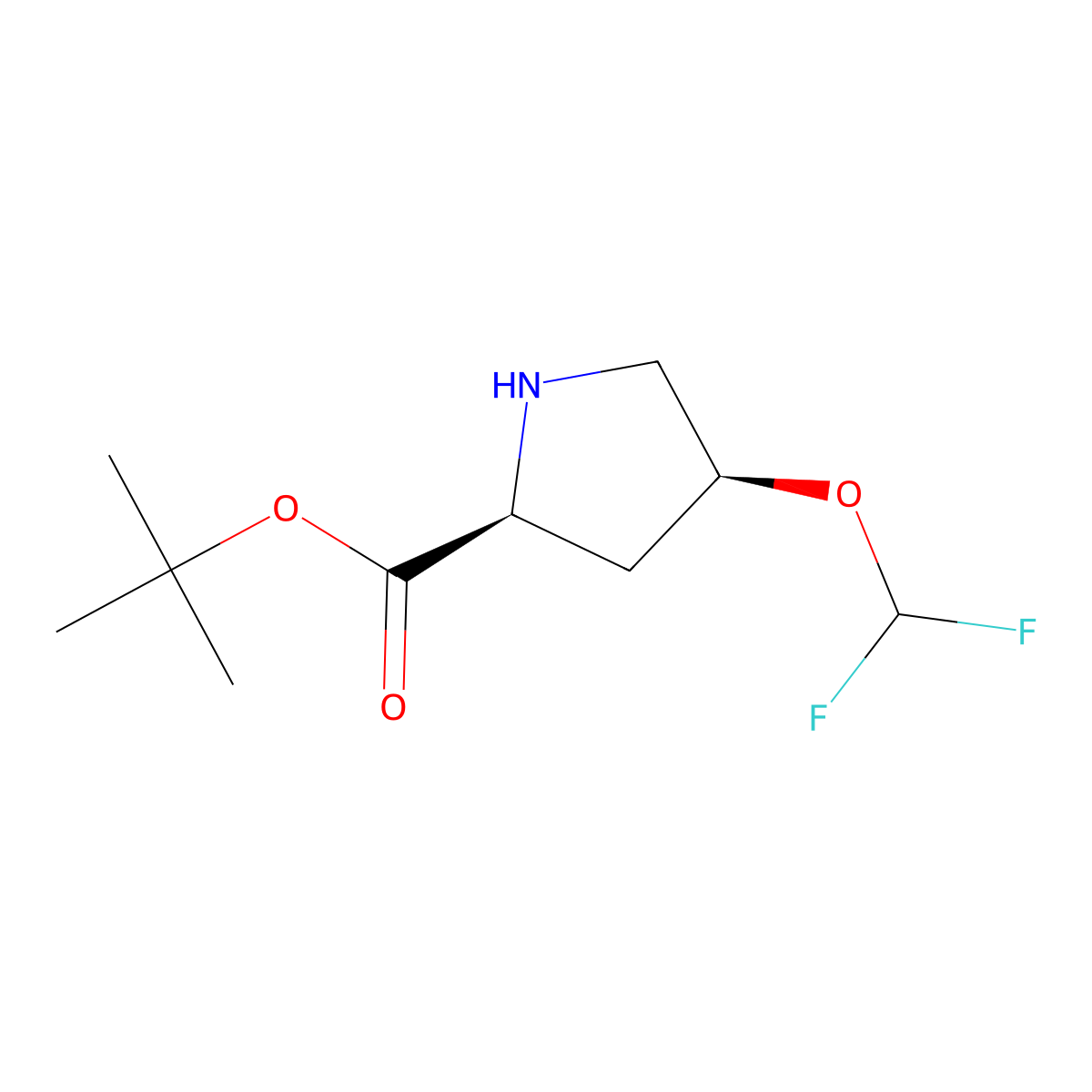 tert-butyl (2S,4S)-4-(difluoromethoxy)pyrrolidine-2-carboxylate molecular structure, CAS 2913160-78-6