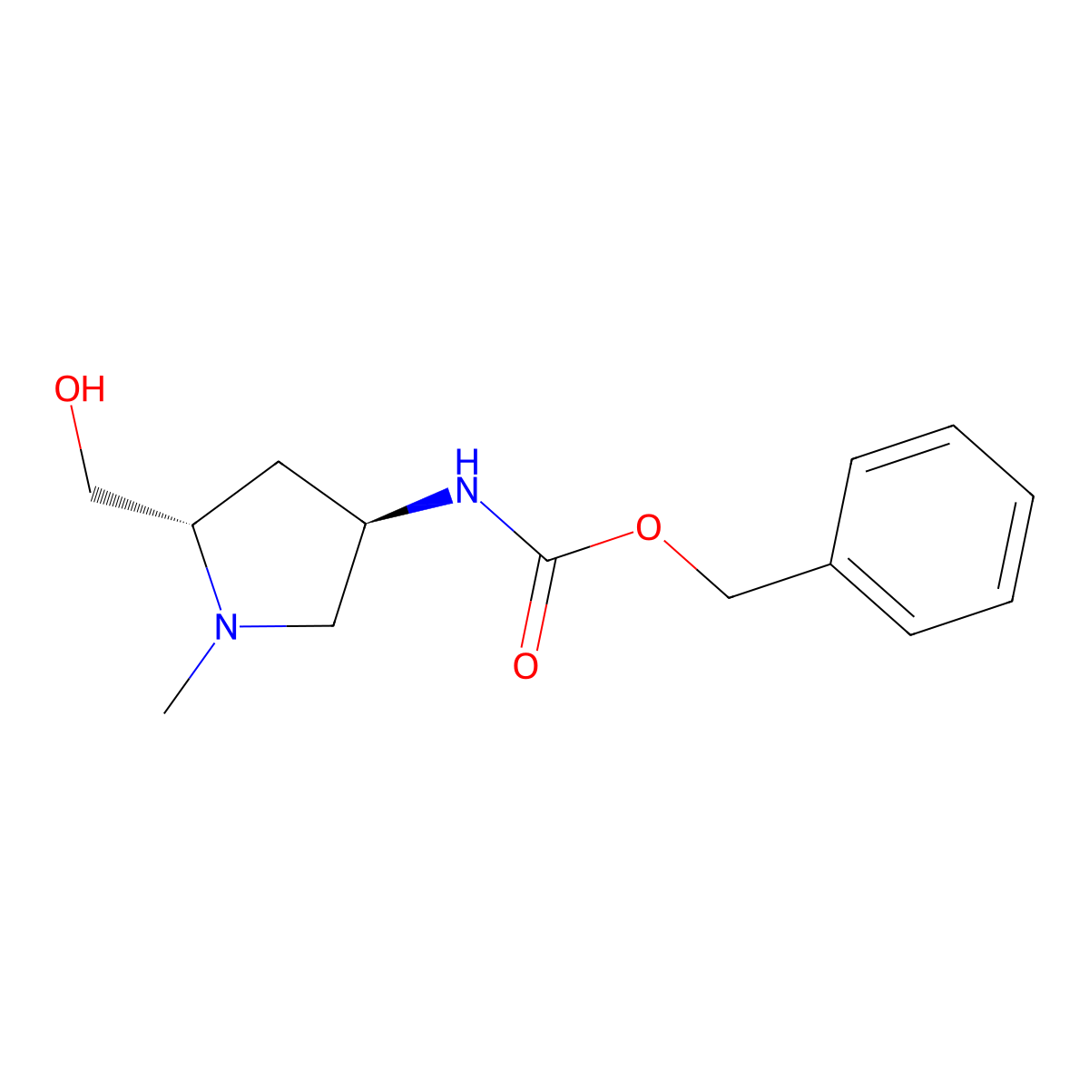 benzyl N-[(3R,5S)-5-(hydroxymethyl)-1-methylpyrrolidin-3-yl]carbamate molecular structure, CAS 2913160-95-7