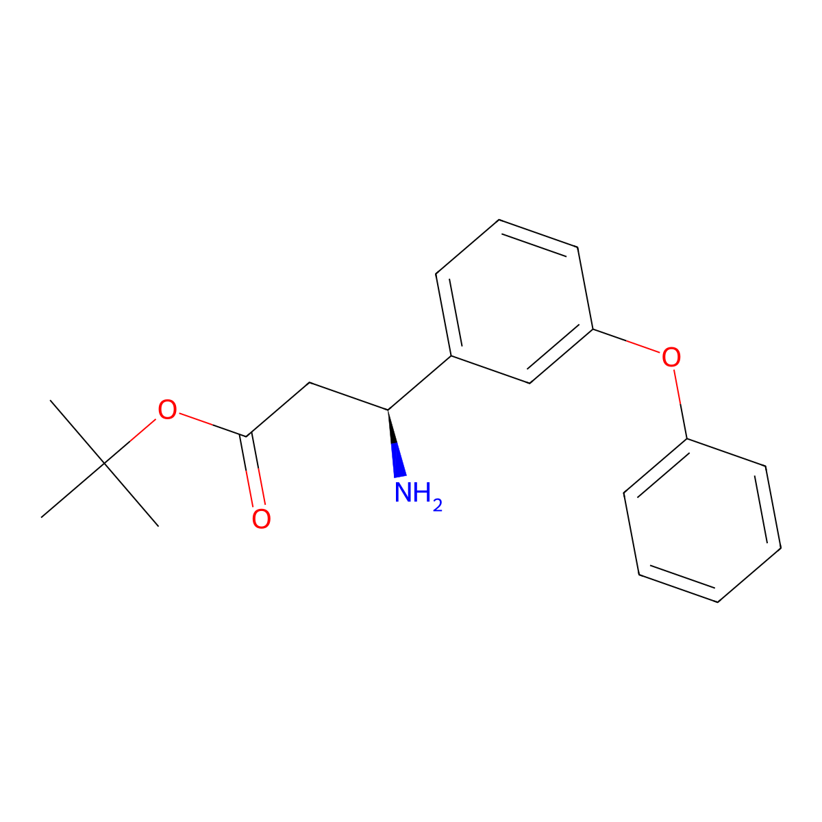 tert-butyl (3S)-3-amino-3-(3-phenoxyphenyl)propanoate molecular structure, CAS 2913161-14-3