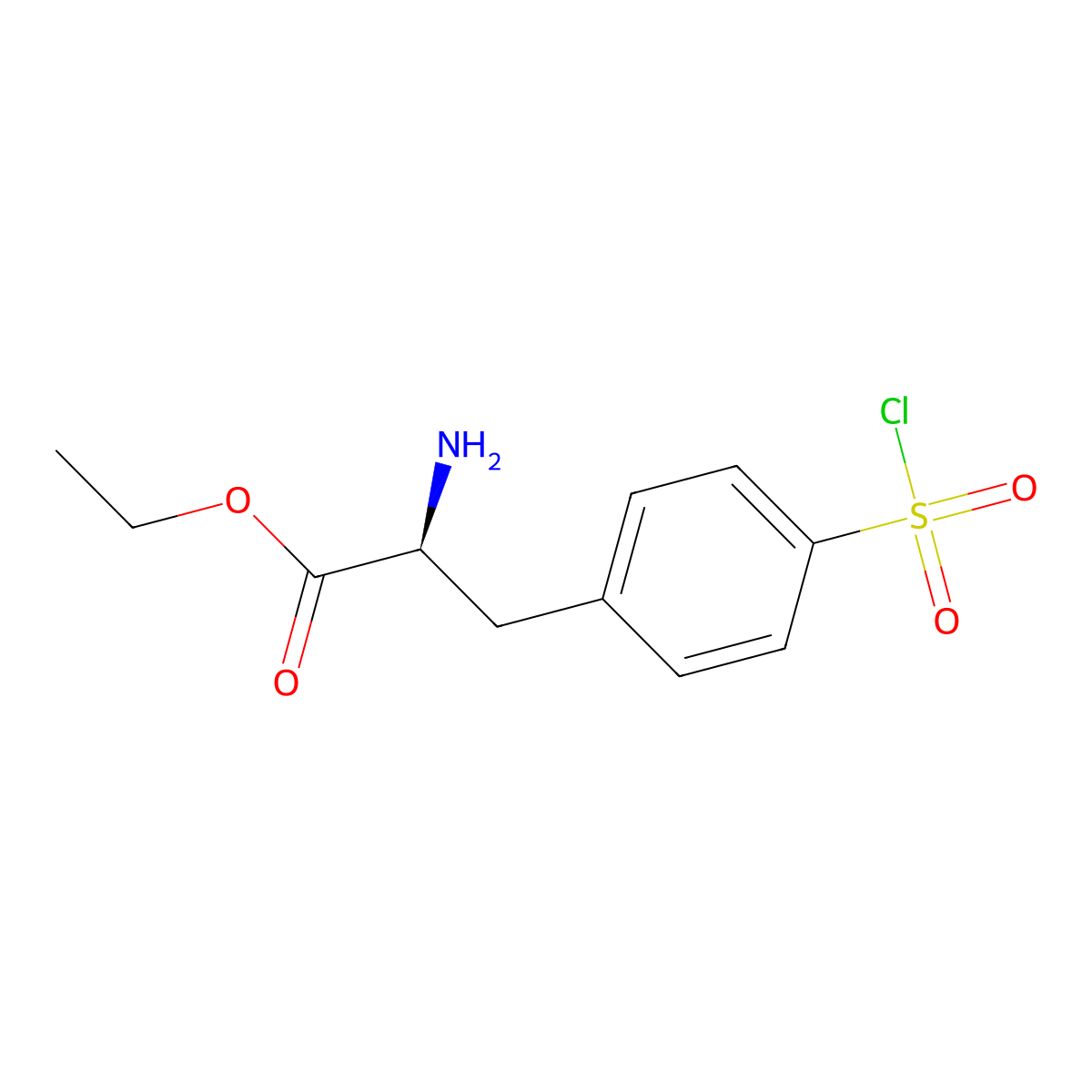 ethyl (2S)-2-amino-3-[4-(chlorosulfonyl)phenyl]propanoate molecular structure, CAS 2913176-40-4
