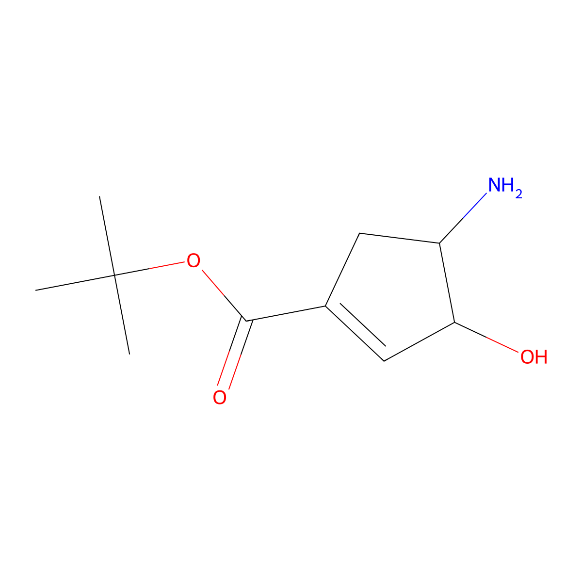 tert-butyl (3S,4R)-4-amino-3-hydroxycyclopent-1-ene-1-carboxylate molecular structure, CAS 2913176-46-0