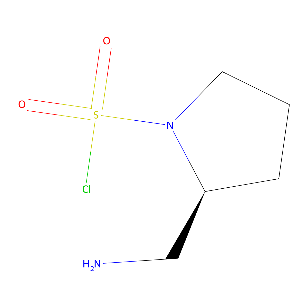 (2S)-2-(aminomethyl)pyrrolidine-1-sulfonyl chloride molecular structure, CAS 2913176-64-2