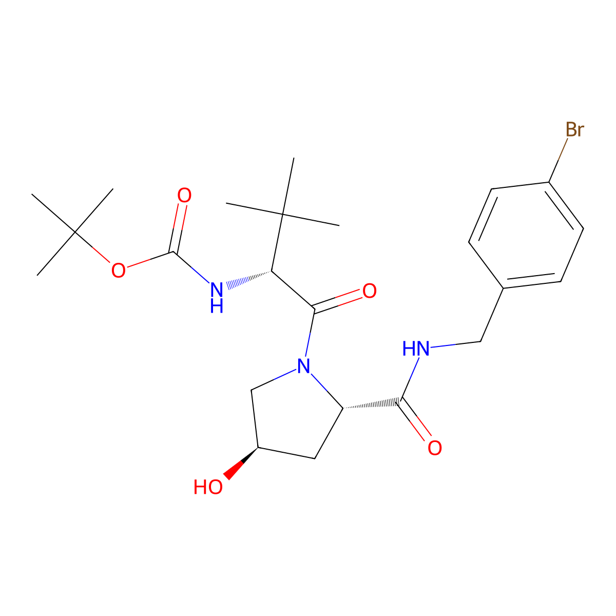 tert-butyl N-[(2R)-1-[(2S,4R)-2-{[(4-bromophenyl)methyl]carbamoyl}-4-hydroxypyrrolidin-1-yl]-3,3-dimethyl-1-oxobutan-2-yl]carbamate molecular structure, CAS 2913176-71-1